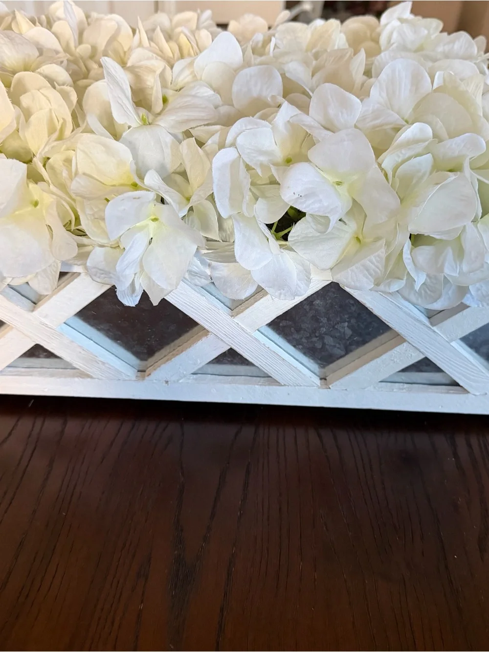 White Faux Hydrangea Floral Arrangement - Decorative Centerpiece